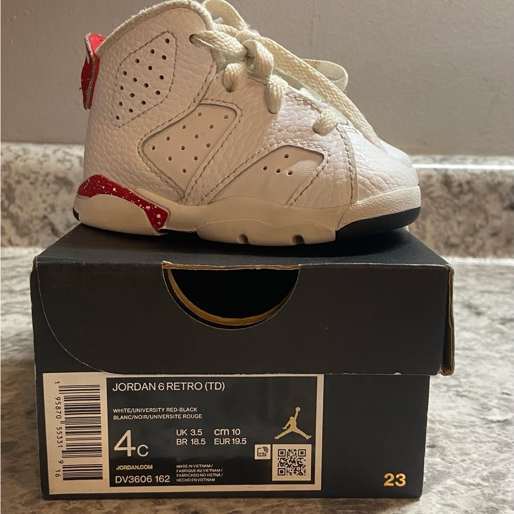 Jordan 6 Retro TD White Red Black Kids Sneakers